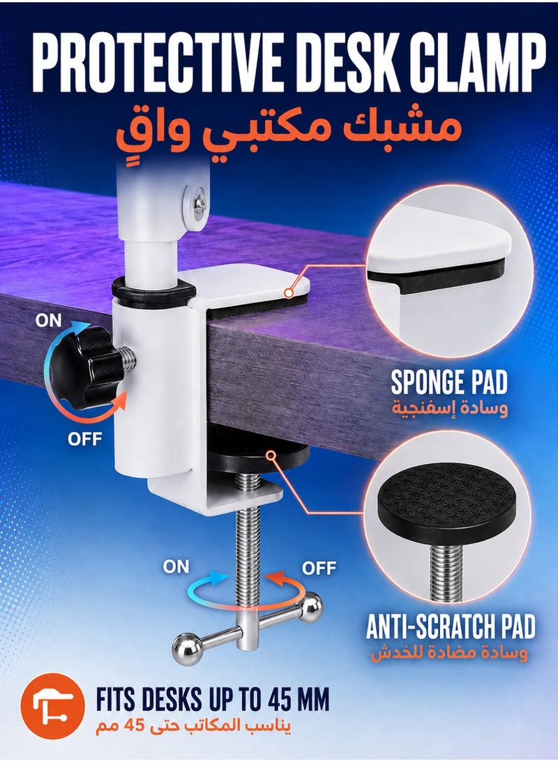 XiuWoo Metal Adjustable Studio Microphone Stand Suspension Boom Table Bracket White(without Microphone) - Image 4