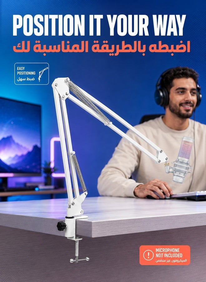 XiuWoo Metal Adjustable Studio Microphone Stand Suspension Boom Table Bracket White(without Microphone) - Image 5