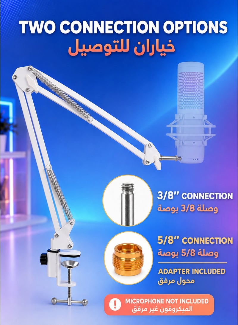 XiuWoo Metal Adjustable Studio Microphone Stand Suspension Boom Table Bracket White(without Microphone) - Image 3