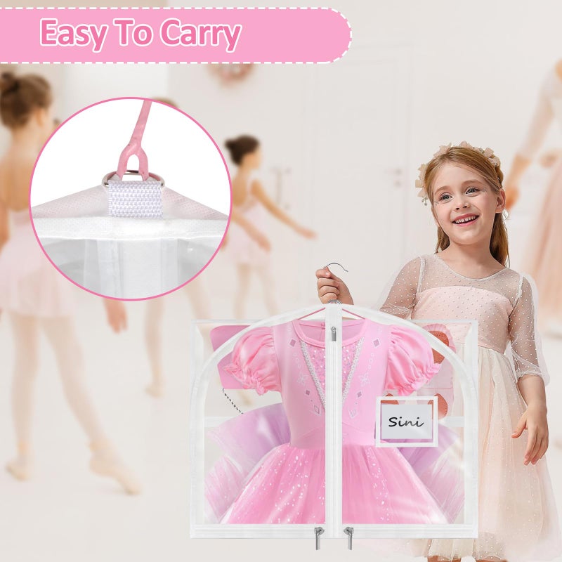 Wsaeig Garment Bags for Dance Costumes - 40 Inch Clear PVC with 5 Zipper Pockets (White) - Kids Dance Garment Bag for Dancers, Hanging Clothes Storage, Competitions & Travel - Image 3