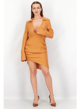 NA-KD Women Solid Mini Dress, Orange  - Image 2