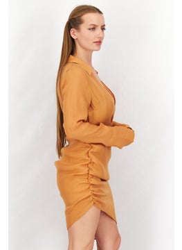 NA-KD Women Solid Mini Dress, Orange  - Image 3