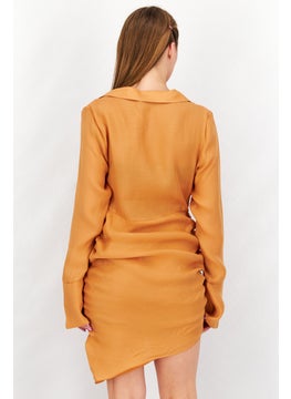 NA-KD Women Solid Mini Dress, Orange  - Image 4
