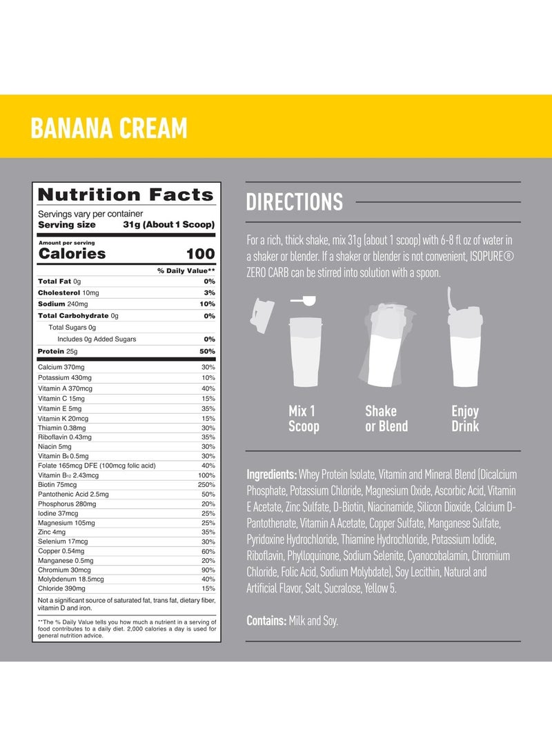 Nature's Best Iso Pure Zero Carb 100% Whey Protein Isolate Powder Banana Cream 3 LB  - Image 3
