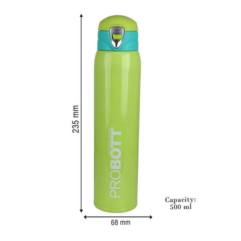 PROBOTT PROBOTT Thermosteel Vacuum Flask Hot & Cold Sports Bottle Each 500ml -Green (Pack of 2)  - Image 3