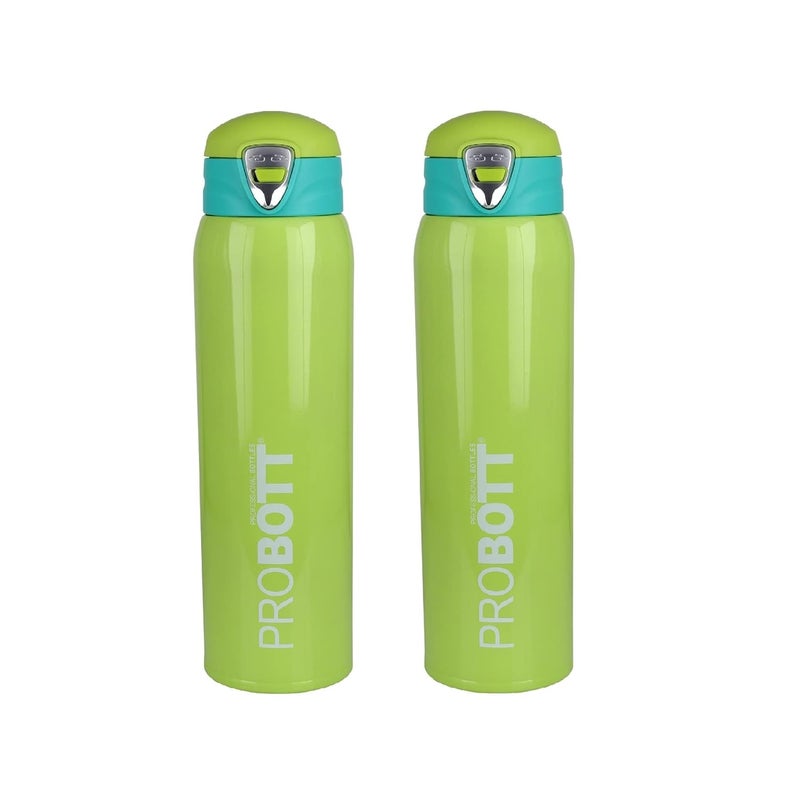 PROBOTT PROBOTT Thermosteel Vacuum Flask Hot & Cold Sports Bottle Each 500ml -Green (Pack of 2)  - Image 1