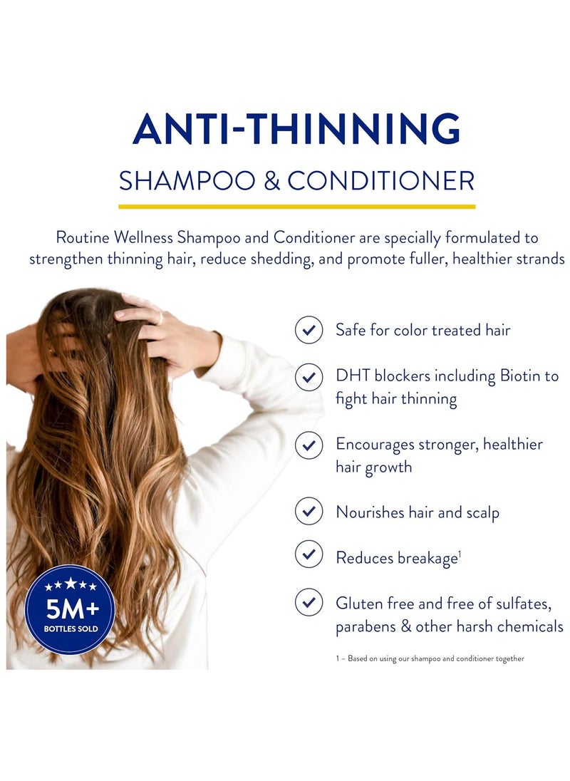 Routine Wellness - Routine Wellness Anti-Thinning Shampoo and Conditioner Set for Thinning Hair - Biotin DHT Blocker Women & Men - Color Safe Shampoo for Hair Loss & Healthier Growth - Unscented (Pack of 2) - Image 1