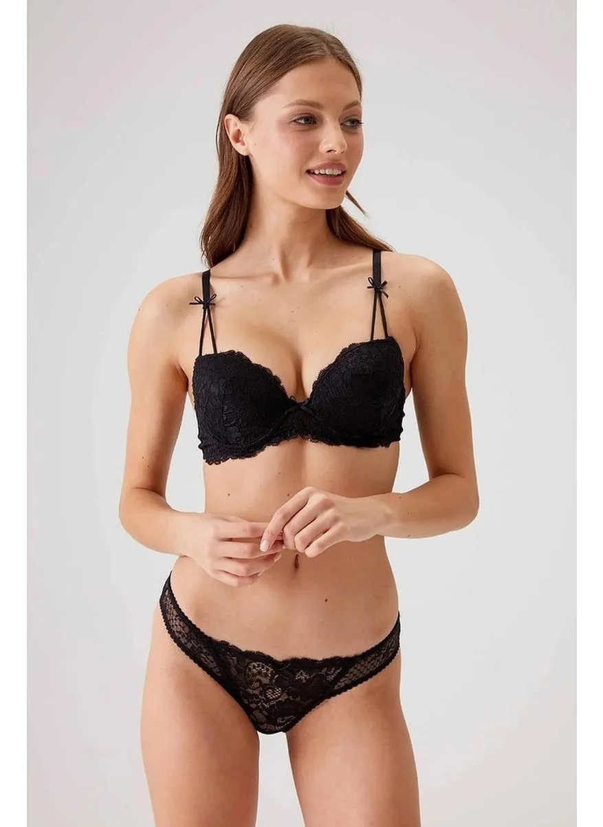 بيير كاردان Dowry Push-Up Bra Set, Underwire and Lace Padded Bra Set