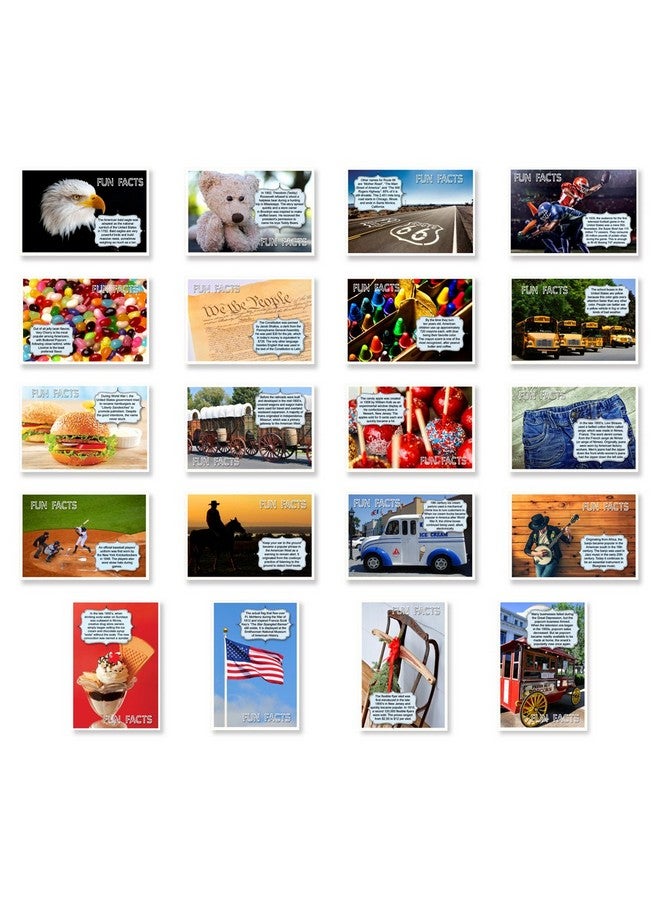 Postcard Fair Americana Fun Facts Postcard Set Of 20 Postcards. Iconic America And American Culture Post Card Variety Pack. Made In Usa. - Image 1