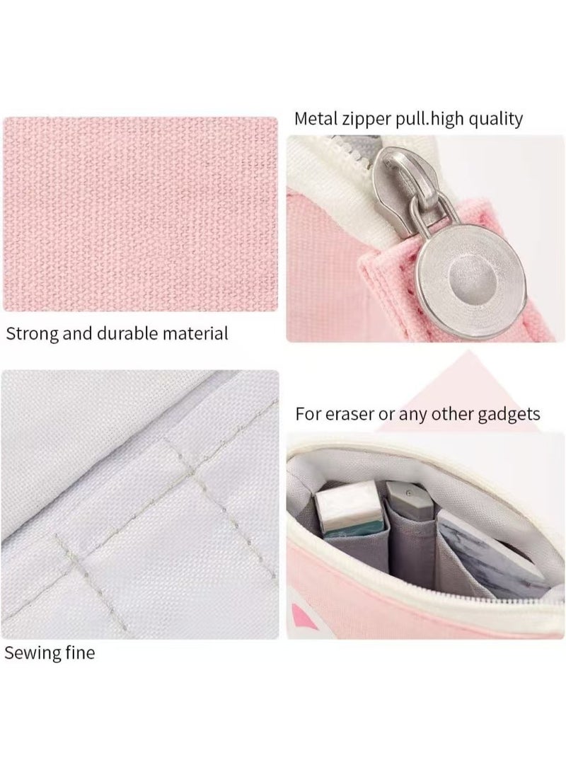 CUNUUDOOL Pencil Pouch For Girls,Pencil Pouch For School. Cute Cat Pattern Design with Large Capacity Pull-Down Retractable, Pencil Case Bag Pink. - Image 5