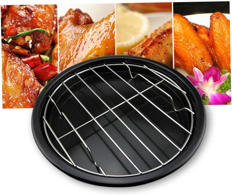 2Pcs Stainless Steel Round Barbecue Grill Stand Cooking Rack for BBQ Tools for Outdoor Grilling Lightweight and Easy to Use for Meat and Pizza Cooking - Image 1
