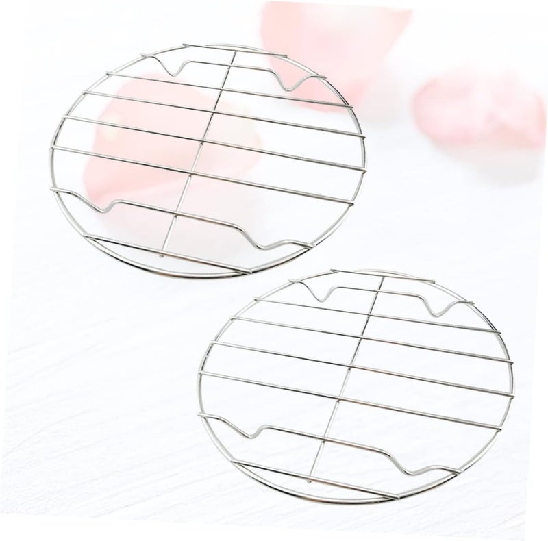 2Pcs Stainless Steel Round Barbecue Grill Stand Cooking Rack for BBQ Tools for Outdoor Grilling Lightweight and Easy to Use for Meat and Pizza Cooking - Image 2