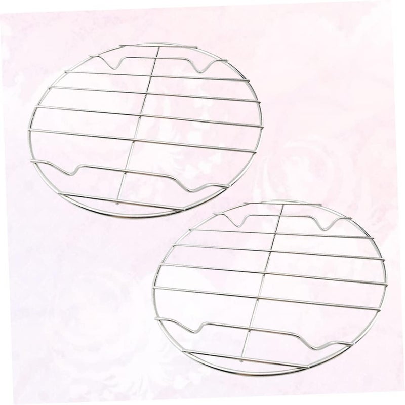 2Pcs Stainless Steel Round Barbecue Grill Stand Cooking Rack for BBQ Tools for Outdoor Grilling Lightweight and Easy to Use for Meat and Pizza Cooking - Image 5