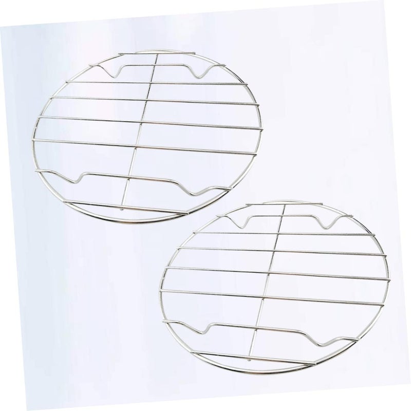 2Pcs Stainless Steel Round Barbecue Grill Stand Cooking Rack for BBQ Tools for Outdoor Grilling Lightweight and Easy to Use for Meat and Pizza Cooking - Image 3