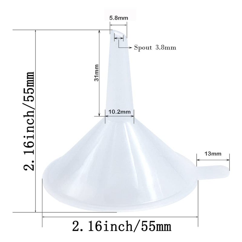Auerllcy Small Funnel, 2.16inch Clear Plastic Mini Funnels for Science Lab Bottle Filling Liquid, Essential Oils, Perfume(12 Pack) - Image 2
