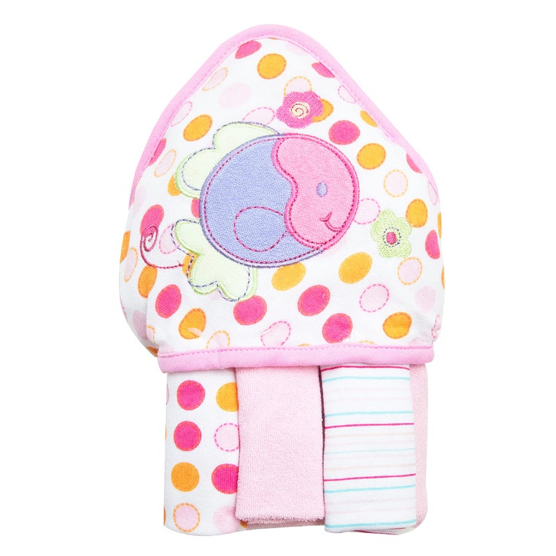 Spasilk Baby Bath Hooded Terry Towel with 3 Washcloths Baby Bath Essentials One Size Pink Fish