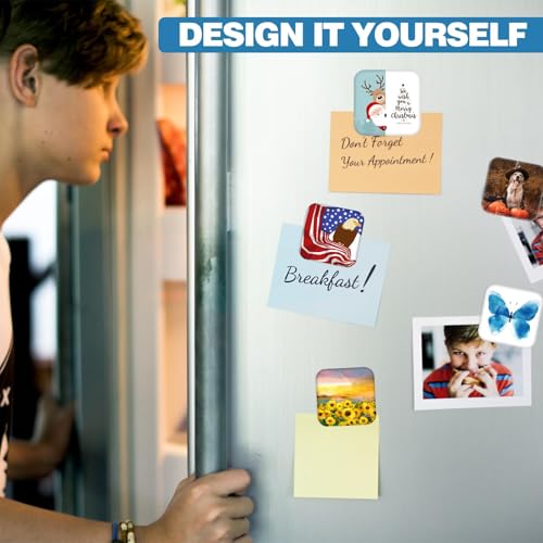 Happizza Magnet Button Maker Machine 50mm/1.97 in, Square Photo Magnet Maker Machine, DIY Fridge Badges Magnet Making Kit with 100 Sets Square Button Maker Supplies, Ideal for School, Parties, Events - Image 5