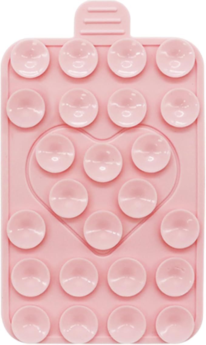 Pink Phone Suction Grip Anti Slip Double Sided Phone Holder Adhesive Accessory Portable Strong Suction Mobile Case Silicon Adhesive For Women Video Calls Live Broadcast - Image 1