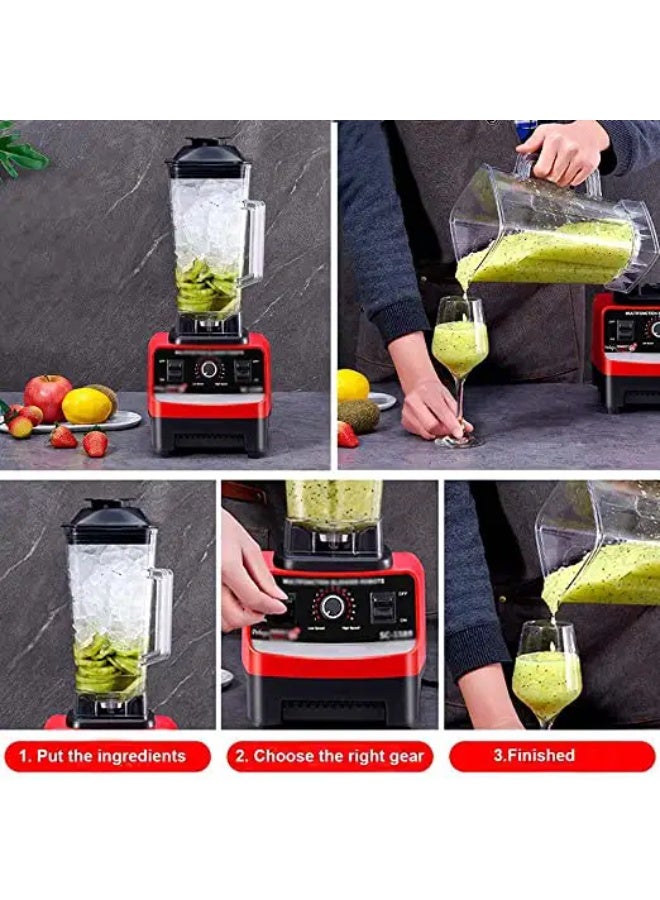 Silver Crest/Silver Curvest Multi-Purpose Blender – 15 Speeds, 2-in-1 Blender and Grinder, 6 Stainless Steel Blades – Red and Black 86544 - Image 3