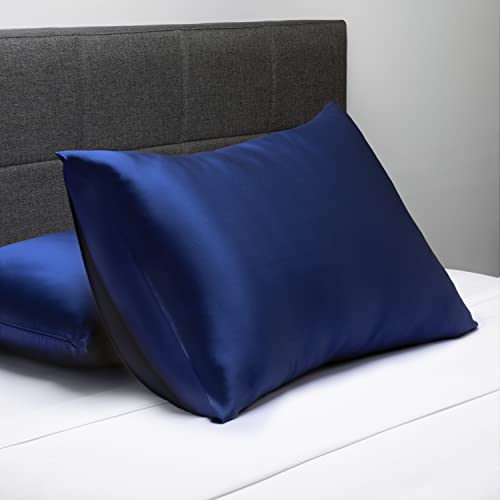 Fishers Finery 19mm 100% Pure Mulberry Silk Pillowcase, Quality Tested (Navy, Q) - Image 3
