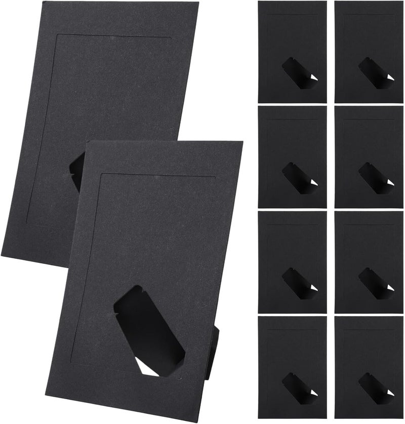 Paper Picture Frame 6-inch DIY Kraft Paper Photo Holder Black 10pcs Retro Decorative Frame for Home and Office Tabletop Display - Image 1