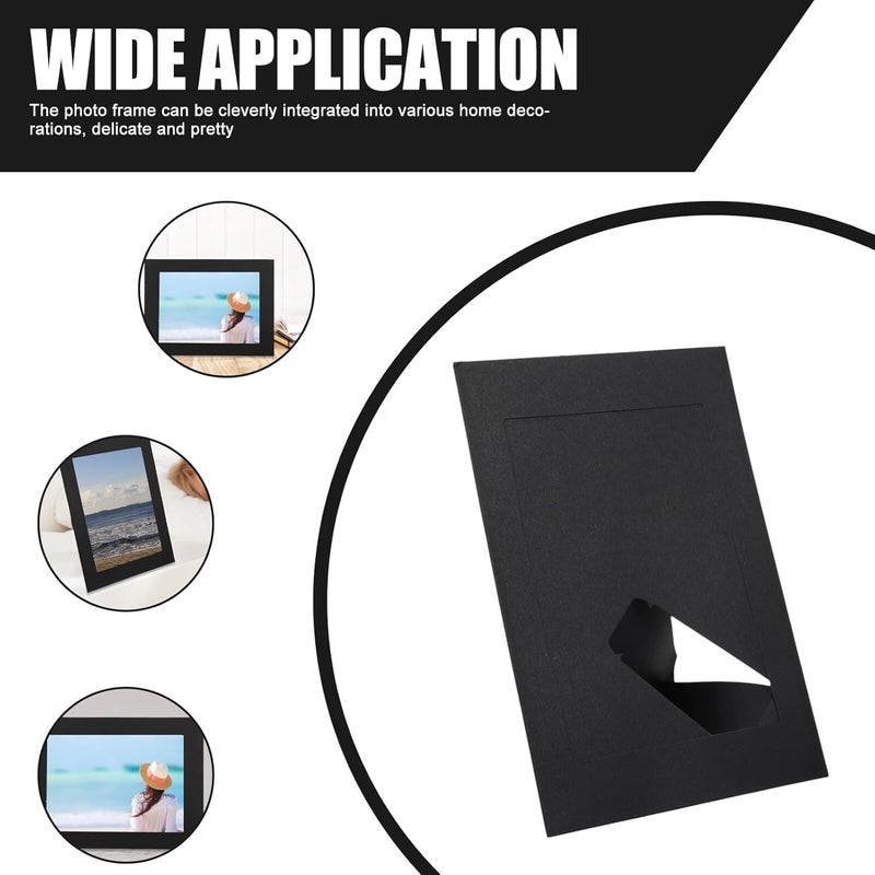 Paper Picture Frame 6-inch DIY Kraft Paper Photo Holder Black 10pcs Retro Decorative Frame for Home and Office Tabletop Display - Image 3