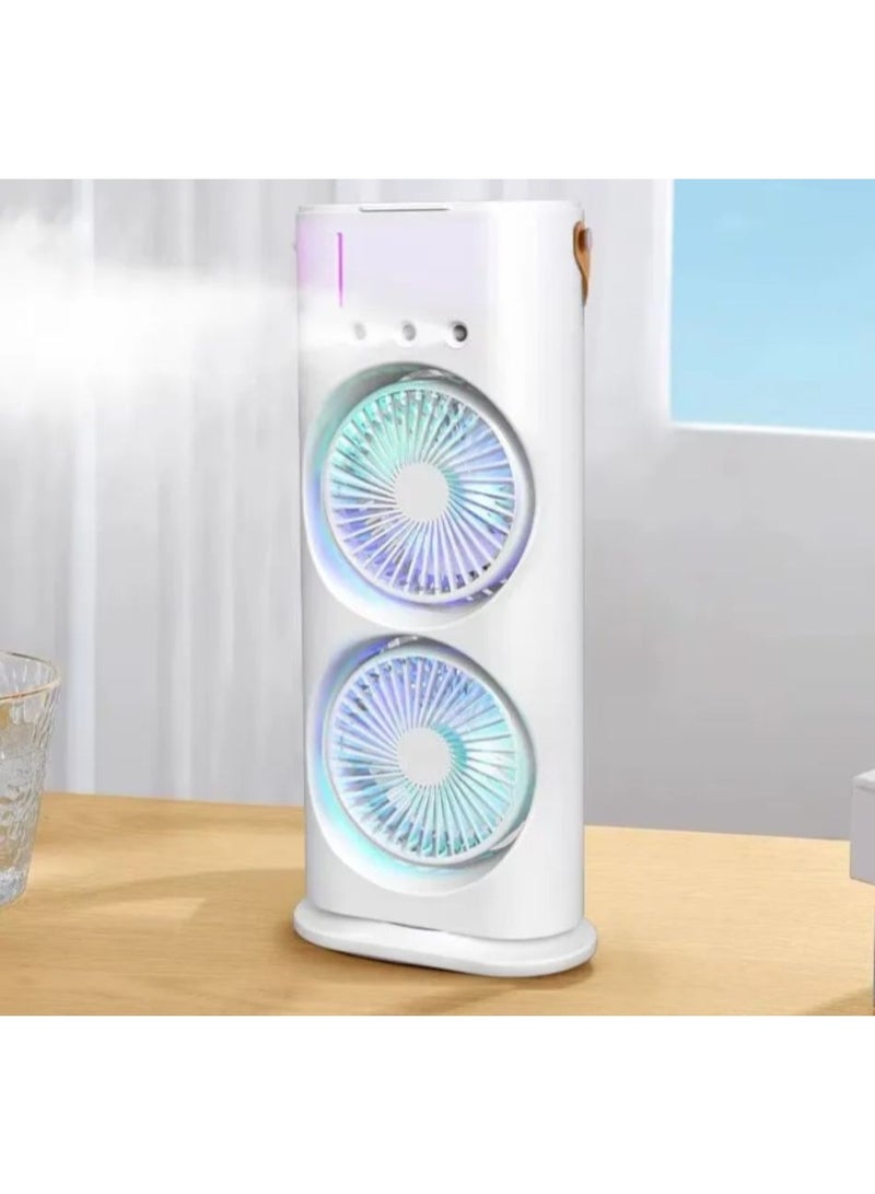 SHOPI Double-Ended Spray Fan – Portable Cooling & Humidifying Fan with Dual Blades, Mist Sprayer, Rechargeable USB Air Cooler for Home, Office & Outdoor Use - Image 1