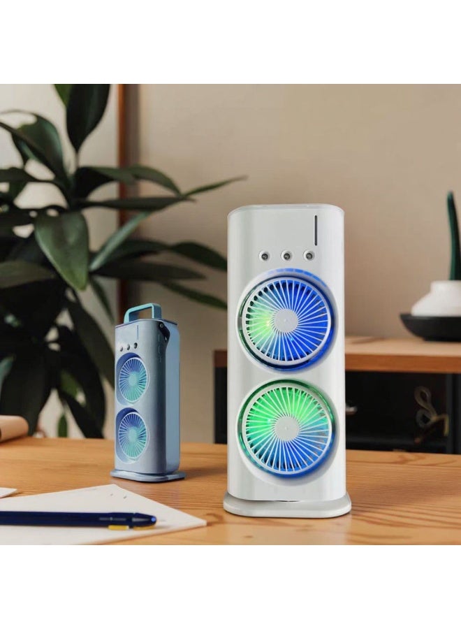 SHOPI Double-Ended Spray Fan – Portable Cooling & Humidifying Fan with Dual Blades, Mist Sprayer, Rechargeable USB Air Cooler for Home, Office & Outdoor Use - Image 5