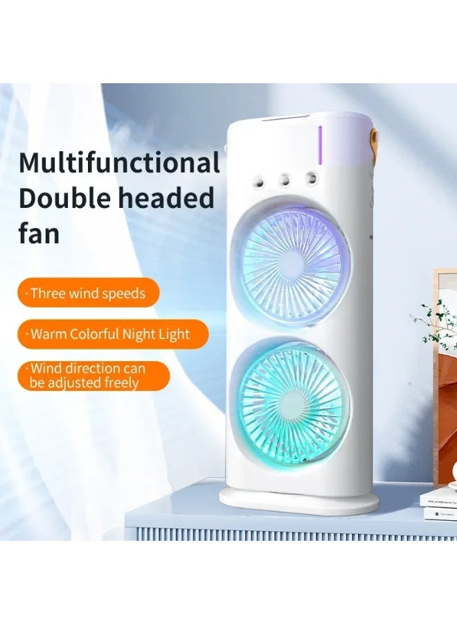 SHOPI Double-Ended Spray Fan – Portable Cooling & Humidifying Fan with Dual Blades, Mist Sprayer, Rechargeable USB Air Cooler for Home, Office & Outdoor Use - Image 2