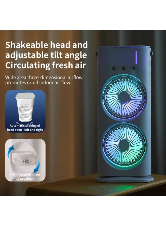 SHOPI Double-Ended Spray Fan – Portable Cooling & Humidifying Fan with Dual Blades, Mist Sprayer, Rechargeable USB Air Cooler for Home, Office & Outdoor Use - Image 3