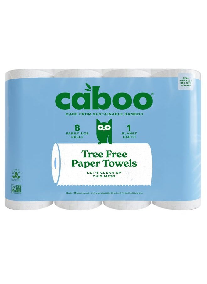 CABOO - Tree Free Paper Towels, 8 Rolls, Earth Friendly Sustainable Kitchen Paper Towels with Strong 2 Ply - Image 1