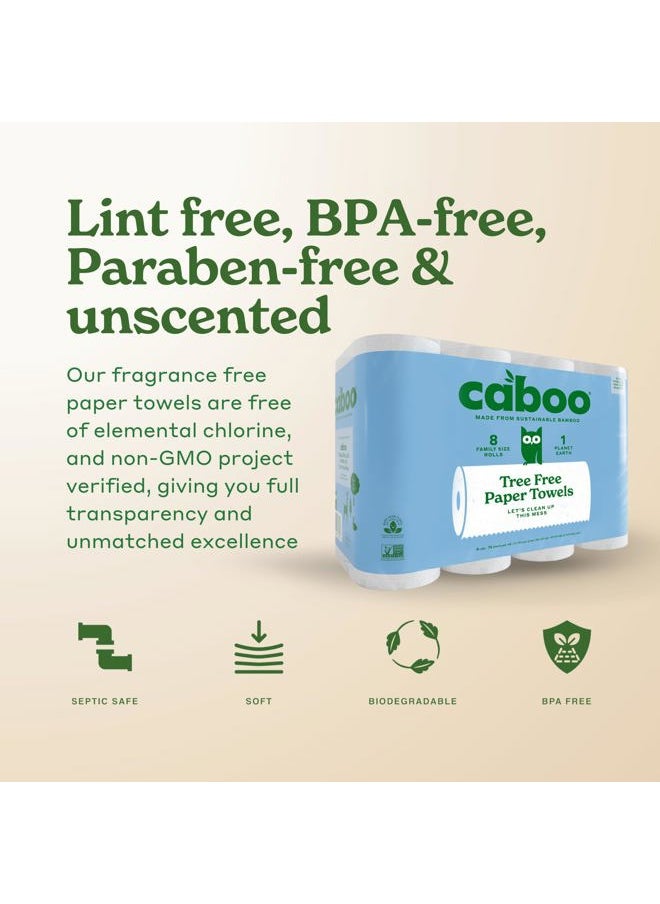 CABOO - Tree Free Paper Towels, 8 Rolls, Earth Friendly Sustainable Kitchen Paper Towels with Strong 2 Ply - Image 1