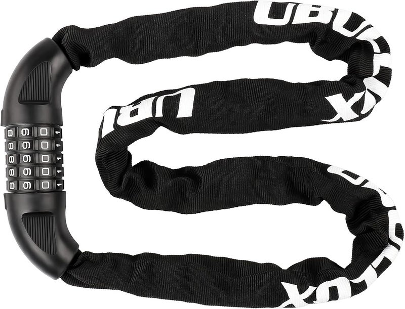 UBULLOX Bike Chain Lock 4FT Bike Lock 5-Digit Combination Resettable Anti-Theft Bicycle Locks 6mm Thick Chain for Bicycle, Motorcycle, Scooter, Gate, Fence, Black - Image 1