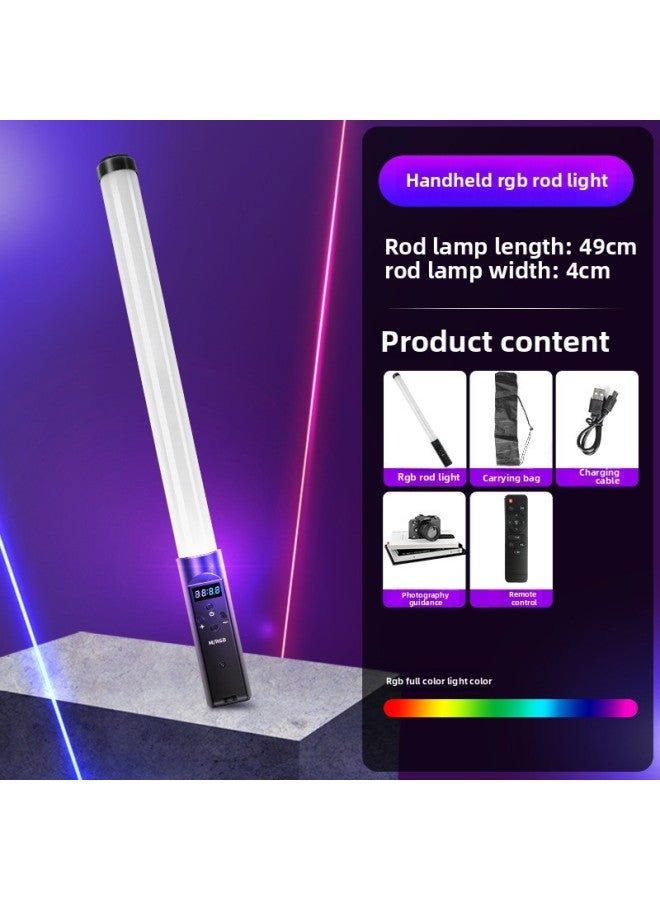 Baffle Handheld Light Stick Led Photography Indoor Fill Light Shooting Light RGB Multi-color Outdoor Atmosphere Spotlight-Light Source Color:[RGB Remote Control] Basic Light Supplement Stick + Free Carrying Case
