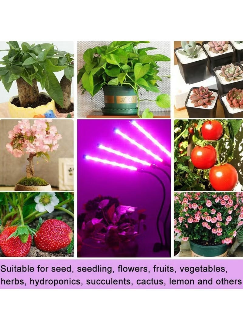 4 Heads Grow Lights for Indoor Plants, Adjustable Grow Lights with Timer, Full Spectrum Grow Lights for Seed Starting, Adjustable Gooseneck Suitable for Indoor Plant Seedlings and Various Plants Growing - Image 3