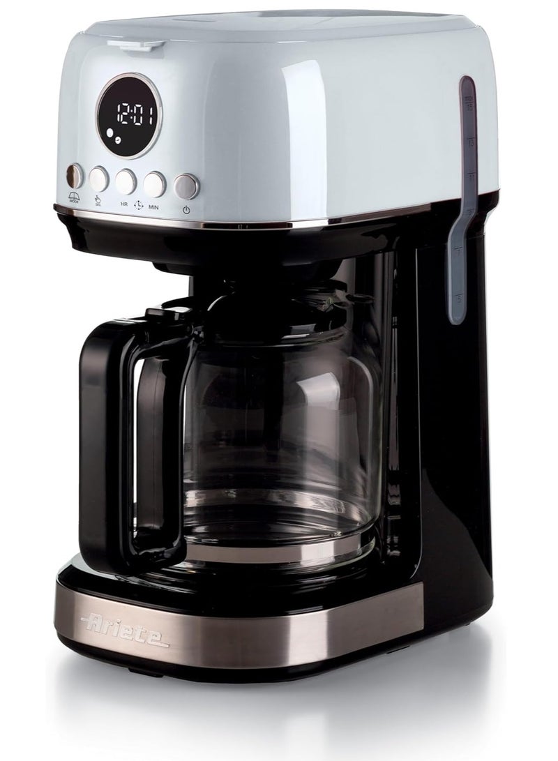 ماكينة تحضير القهوة بالتنقيط الحديثة أرييتي 1396، قهوة أمريكية، سعة تصل إلى 15 كوبًا، قاعدة تسخين، شاشة LCD، فلاتر قابلة للإزالة والغسل، لون أبيض - Image 1