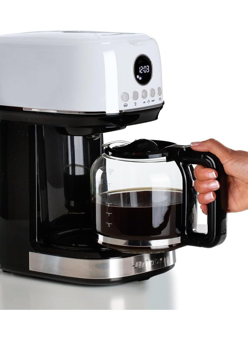 ماكينة تحضير القهوة بالتنقيط الحديثة أرييتي 1396، قهوة أمريكية، سعة تصل إلى 15 كوبًا، قاعدة تسخين، شاشة LCD، فلاتر قابلة للإزالة والغسل، لون أبيض - Image 4