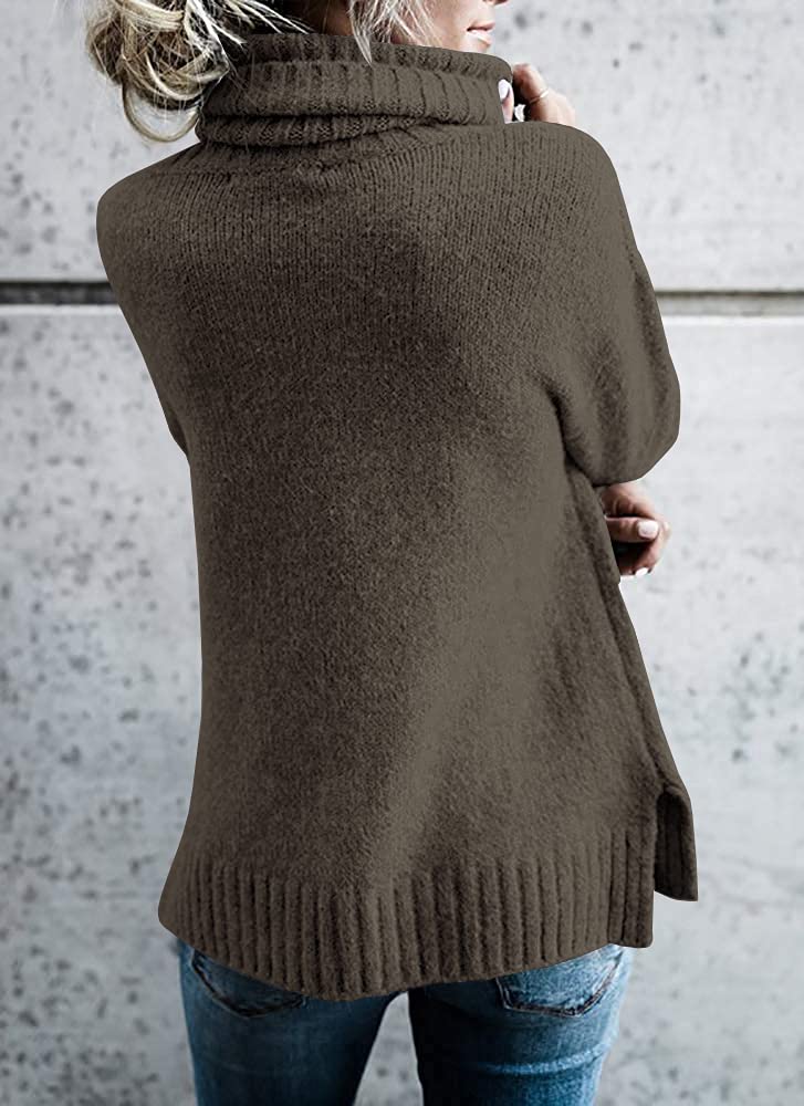 FISACE Womens Oversized Turtleneck Pullover Sweater Cable Knit Long Sleeve Sweater Tops - Image 4