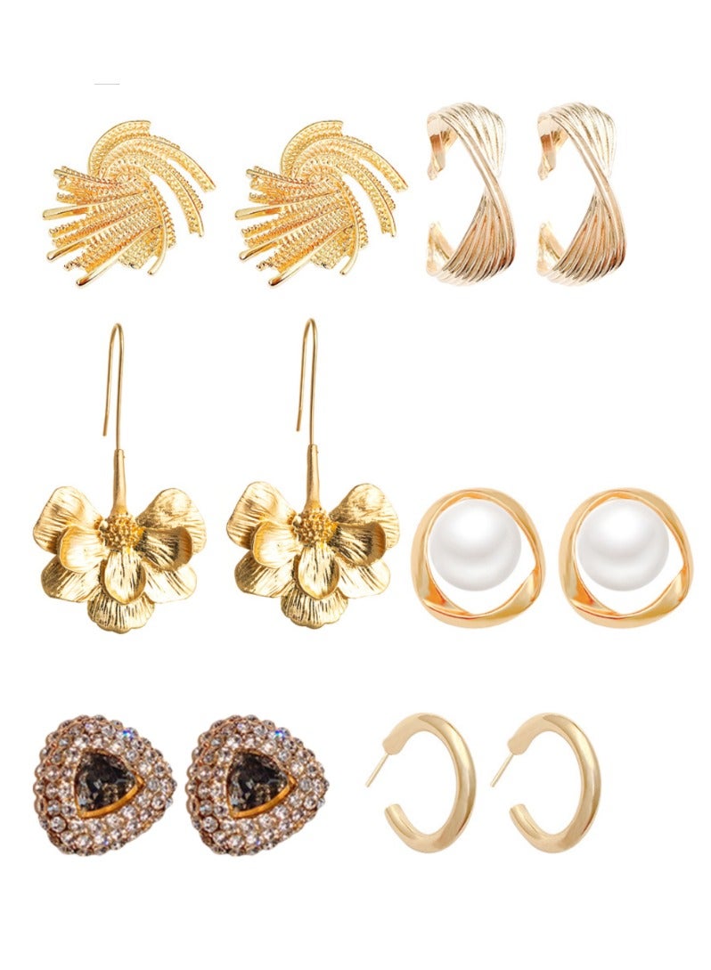 6 Pieces Earring Set, S925 Silver Needle, Fashionable and Unique Earrings for Women and Girls, with Storage Box, Travel  - Image 1