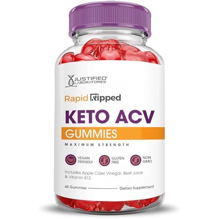 Justified Laboratories Rapid Ripped Keto ACV Gummies Advanced Formula 1000MG Rapidripped Keto Gummies Apple Cider Vinegar Formulated with Pomegranate Beet Juice Powder B12 Vegan Non GMO 60 Gummys - Image 5