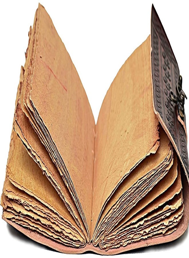 كويرو دفتر رسم جلدي عتيق منقوش من كويرو ثري مون بلو لابيز | 240 صفحة من ورق عتيق مصنوع يدويًا بحواف خشنة، دفتر رسم جلدي، دفتر رسم، هدية رائعة (6 بوصة × 8 بوصة، بني) - Image 5