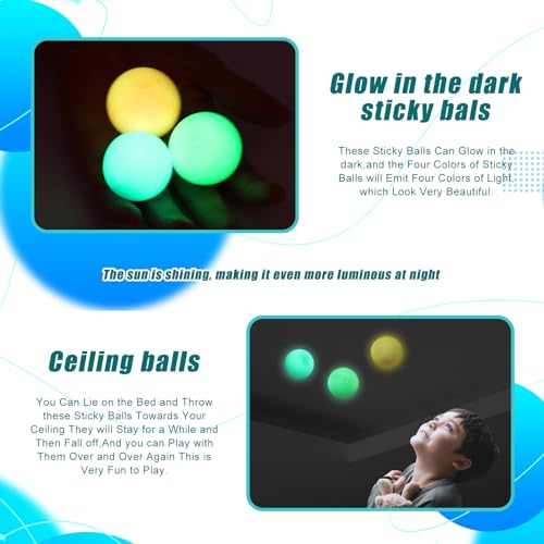 FauKait 3pack Dream BallsGlow in The Dark Sticky Balls That Stick to The CeilingStress Relievers Stress Balls for Kids and AdultsElevated BallsASMR Cool Stuff for TeensLumi BallsStocking Stuffers - Image 5