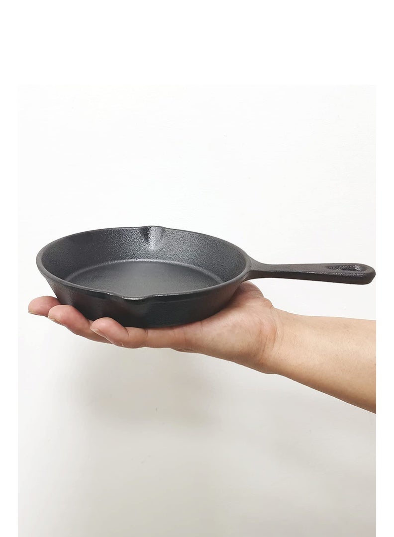 Auger 6 Inch Cast Iron Skillet, Frying Pan with Drip-Spouts, Pre-seasoned Oven Safe Cookware, Camping Indoor and Outdoor Cooking, Grill Safe, Restaurant Chef Quality - Image 1