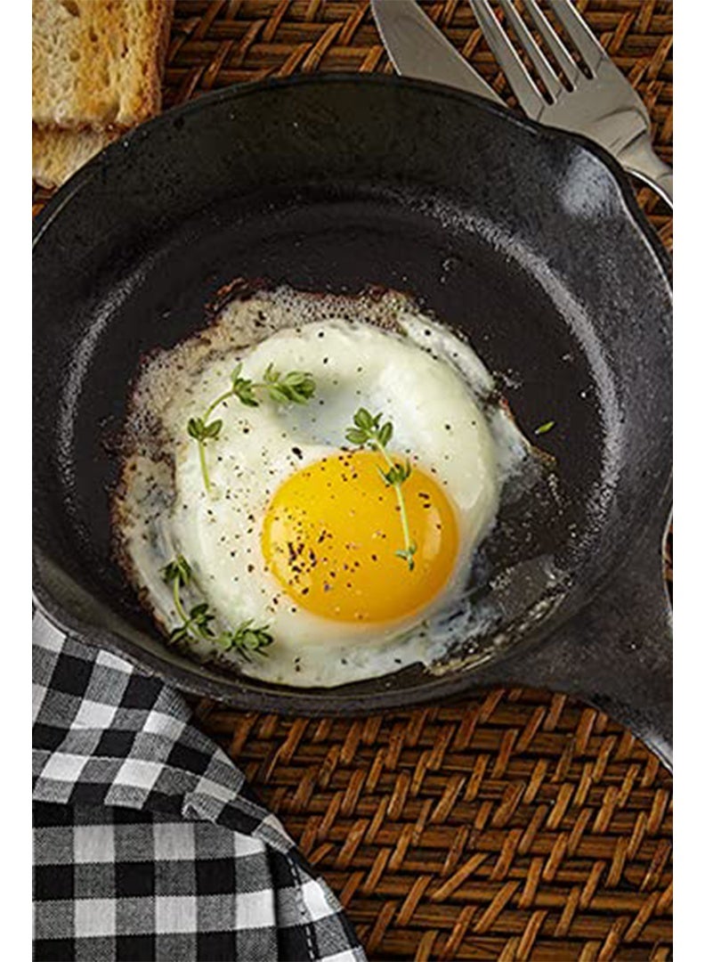 Auger 6 Inch Cast Iron Skillet, Frying Pan with Drip-Spouts, Pre-seasoned Oven Safe Cookware, Camping Indoor and Outdoor Cooking, Grill Safe, Restaurant Chef Quality - Image 4