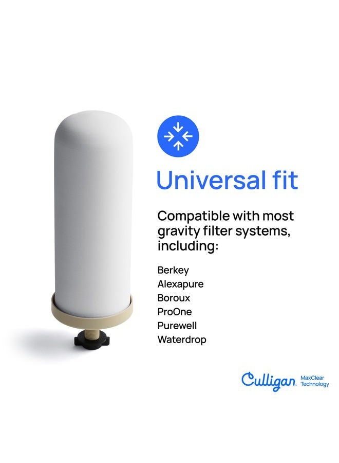 Culligan فلتر مياه سيراميك جاذبية 7 بوصة بتقنية ماكس كلير متوافق مع جميع أنظمة فلترة المياه الجاذبية، معتمد من NSF/ANSI لتقليل الرصاص والميكرو بلاستيك وPFAS الكلي، عبوة 2 - Image 3