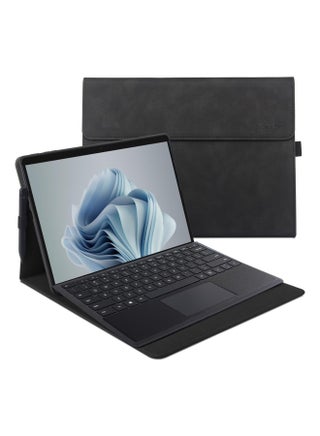 جراب واقٍ لجهاز Microsoft Surface Pro 9/10/ 11th Edition AI PC 2024 مقاس 13 بوصة متوافق مع غطاء لوحة المفاتيح بتصميم فائق النحافة وخفيف الوزن مع تبديد الحرارة، غطاء عمل بدرجة عسكرية (أسود)
