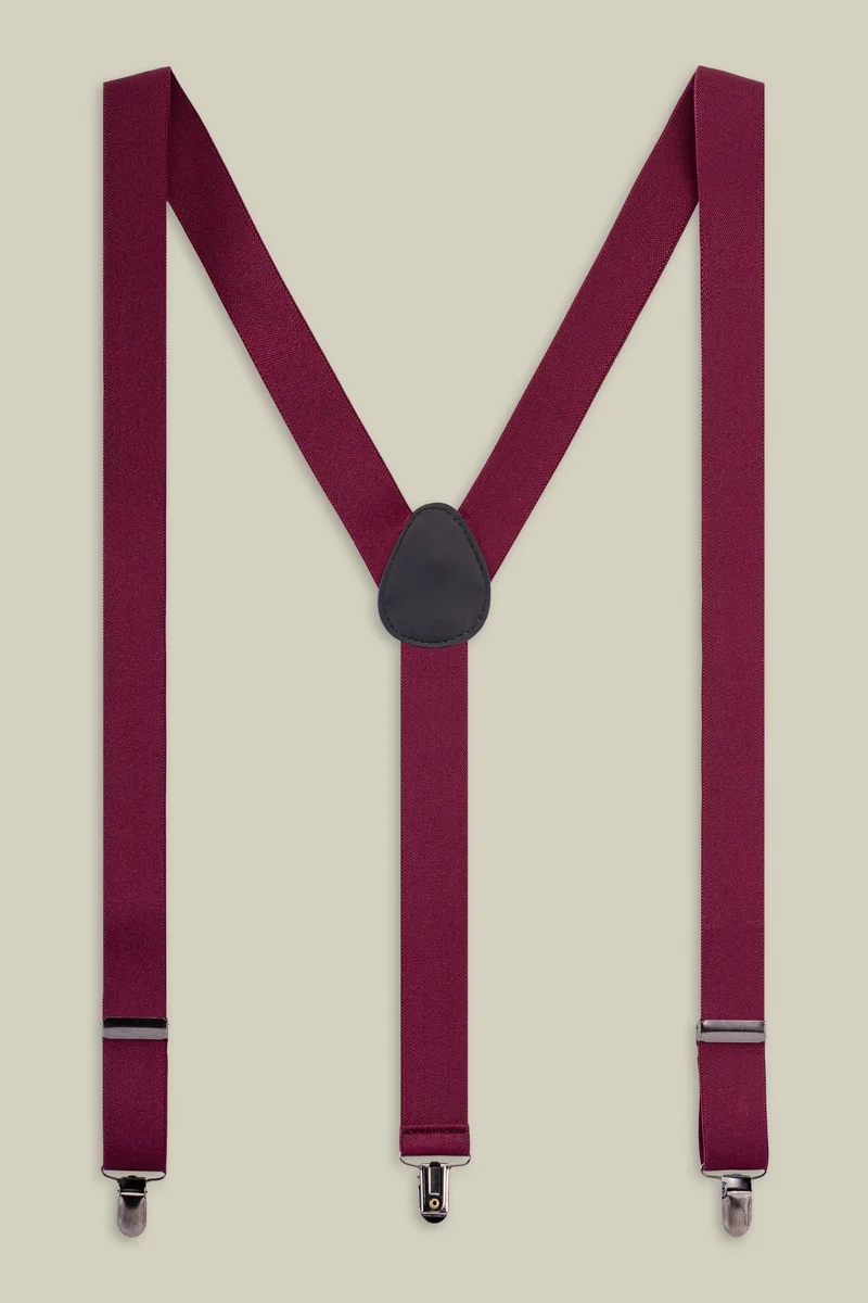 Doppelganger Single-colour men's elastic braces - Bordeaux