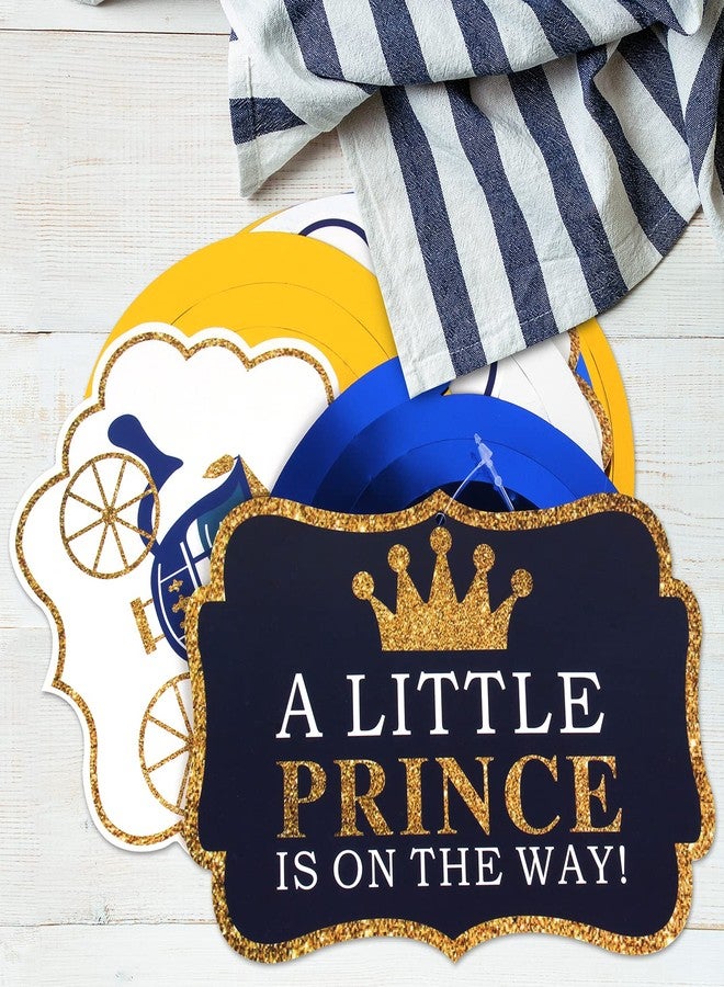 LINGTEER A Little Prince Royal Crown Blue Swirls Streamers - 12 pcs Prince Baby Boy Birthday Shower Party Decorations Gift Sign. - Image 2