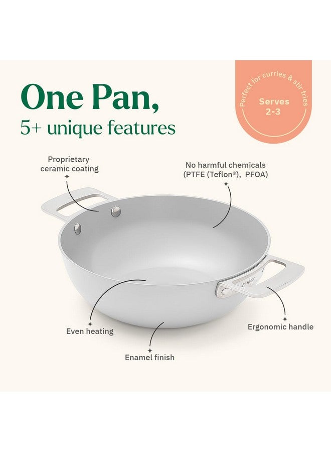 Ember Cookware أواني الطهي إمبر أركيلا سيراميك غير لاصق كاداي 24 سم | غطاء معدني | مقابض من الفولاذ المقاوم للصدأ | 1x ملعقة مسطحة | آمنة للاستخدام مع الحث | غير سامة | مقلاة عميقة | خالية من PFAS و PTFE | سلسلة كابري | رمادي - Image 2