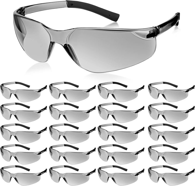 Queekay Queekay 20 Pcs Safety Glasses UV Scratch Resistant Eyewear Polycarbonate Goggles Clear Protective Eyewear for Lab Science Gray - Image 1